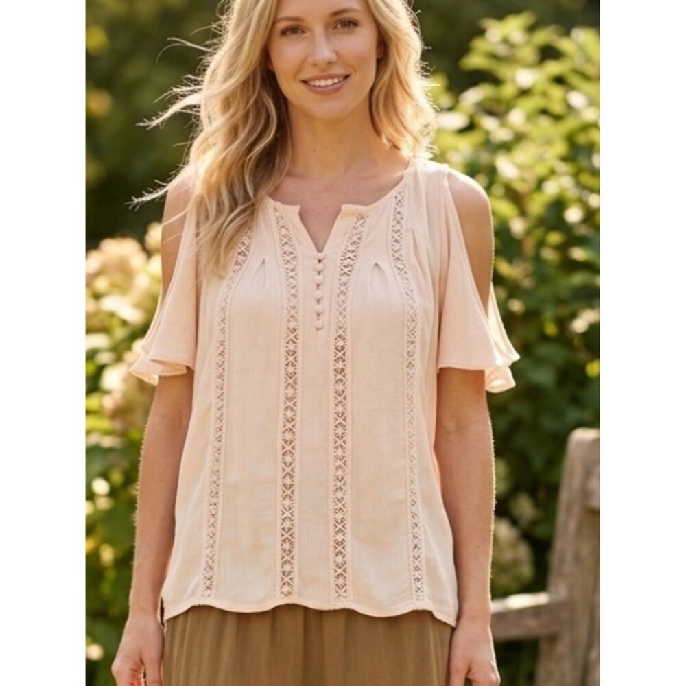 NEW Heartloom Blush Cold-Shoulder Blouse sz Small